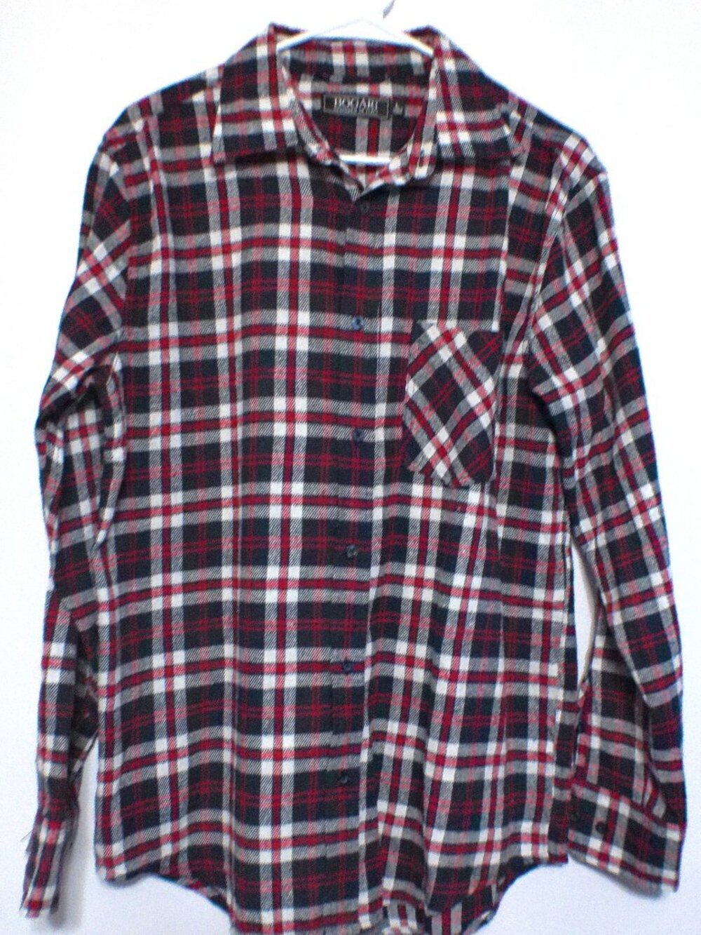 Bogari Flannel Shirt Men’s Large Red Plaid Button Up Long Sleeve Casual